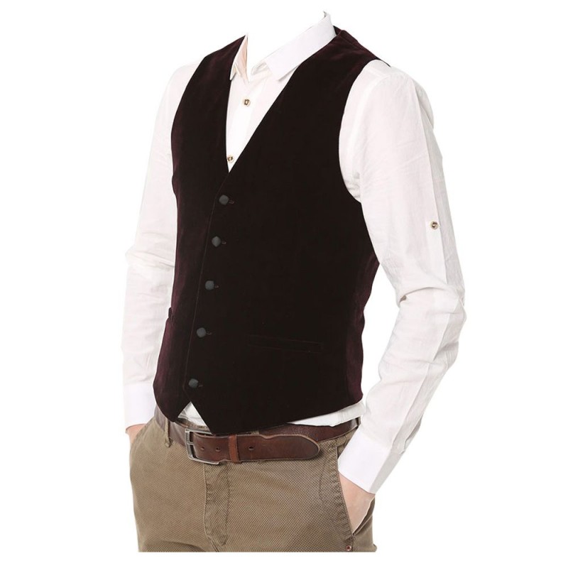 Raymond Dark Maroon Vest Contemporary Fit Rayon Blend Waistcoat